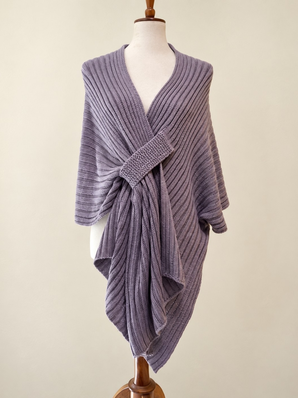 Chico's Lavender Ribbed Wrap Poncho